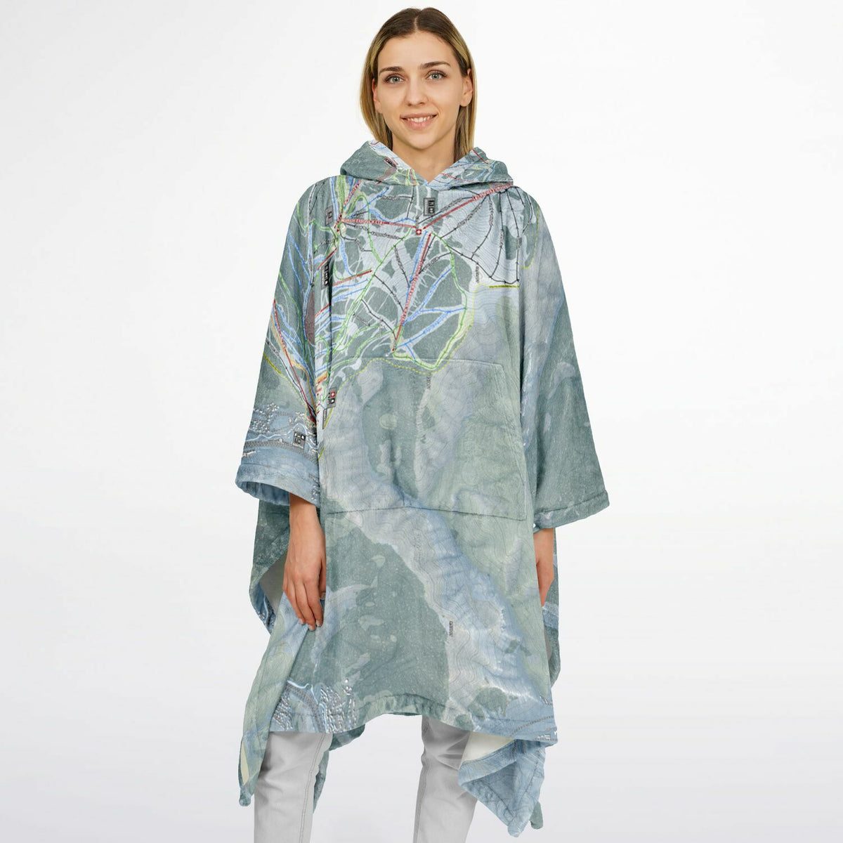 Vail, Colorado Ski Resort Map Flannel Blanket Poncho