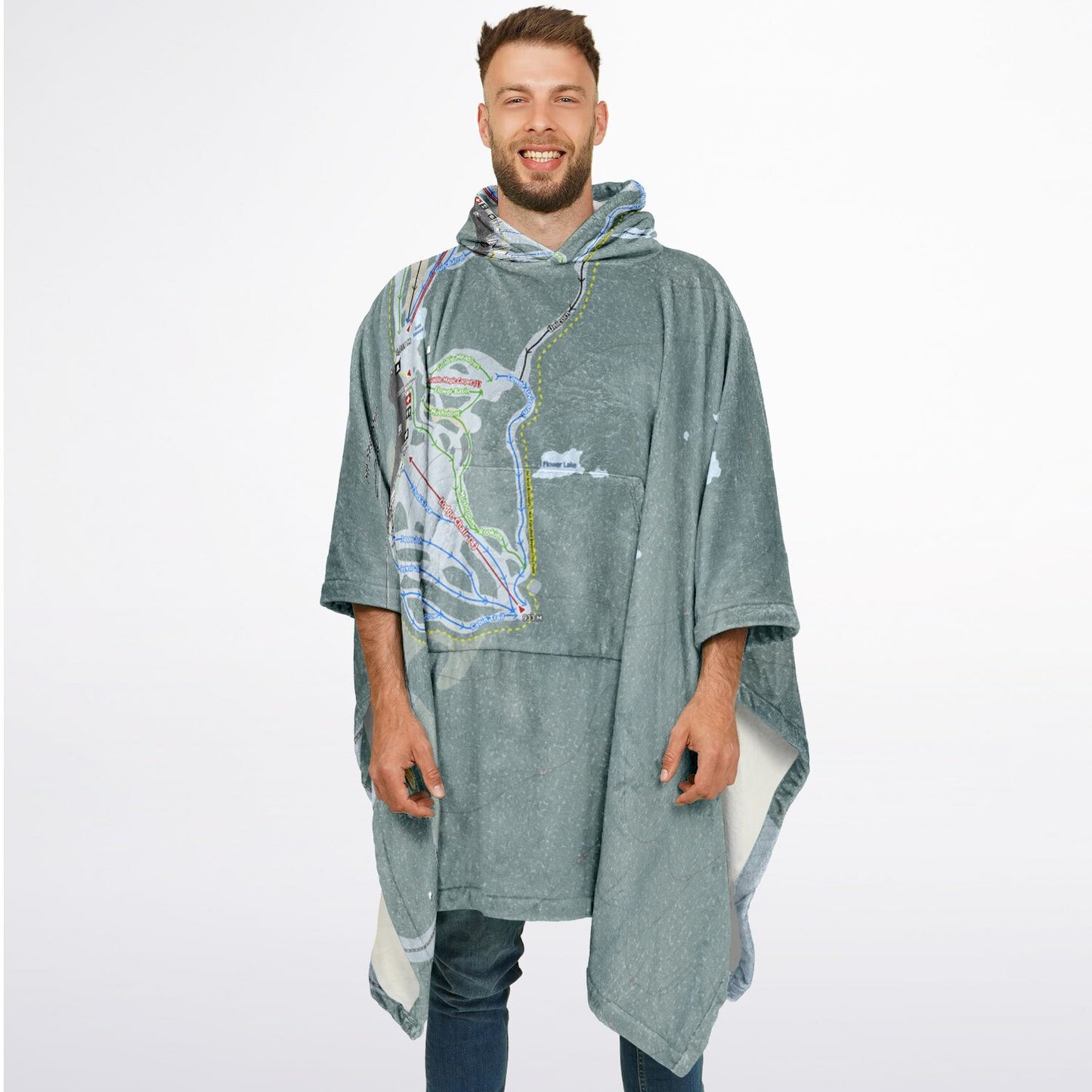 Mt Seymour, British Columbia Ski Resort Map Flannel Blanket Poncho
