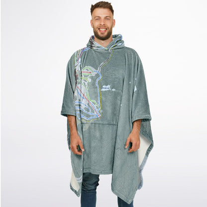 Mt Seymour, British Columbia Ski Resort Map Flannel Blanket Poncho