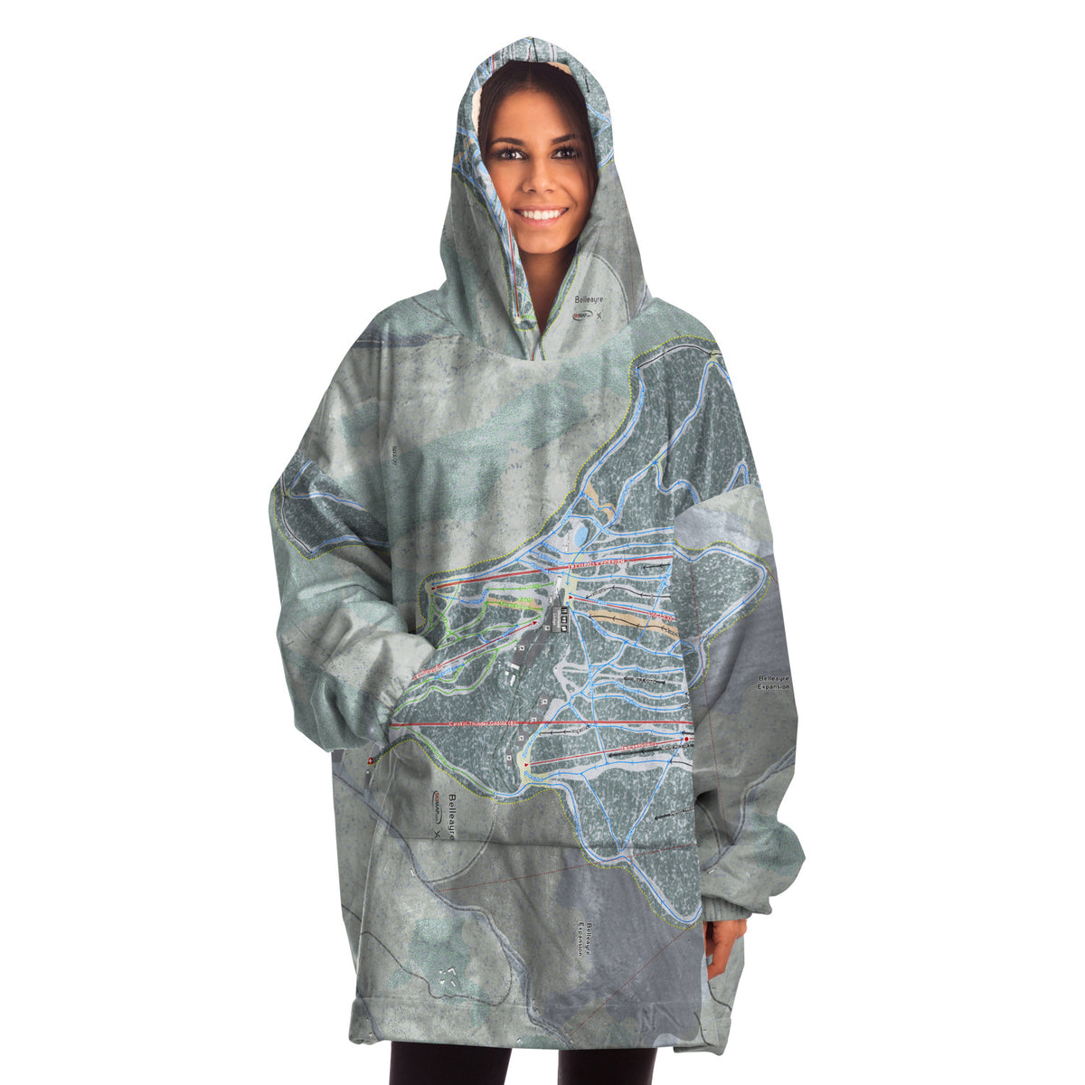 Belleayre, New York Ski Trail Map - Snug Hoodie