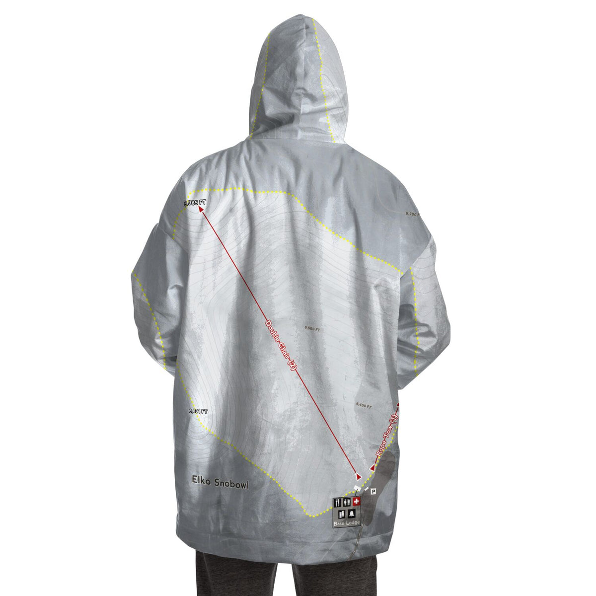 Elko Snobowl, Nevada Ski Trail Map - Snug Hoodie