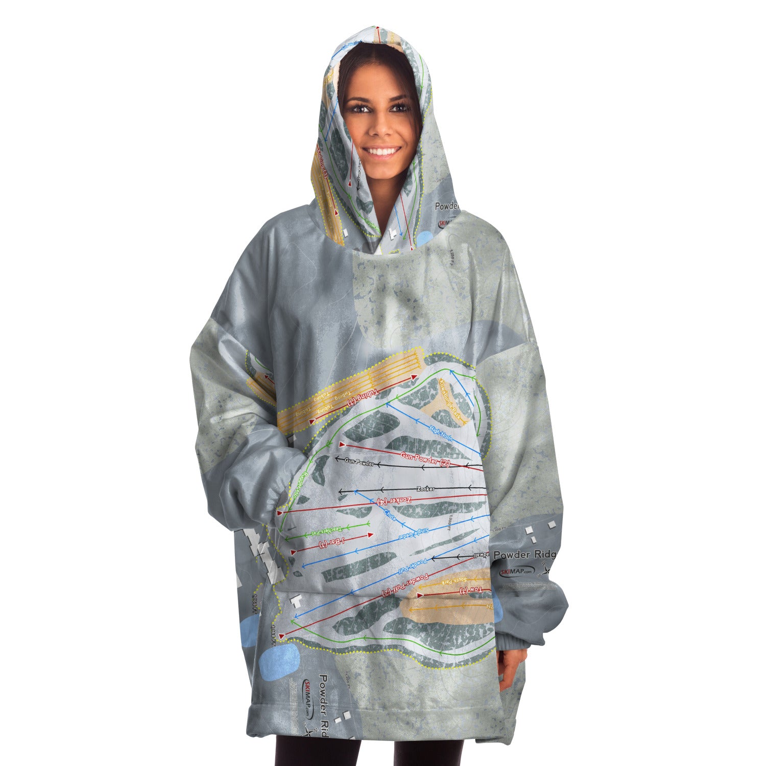 Powder Ridge, Minnesota Ski Trail Map Snug Hoodie