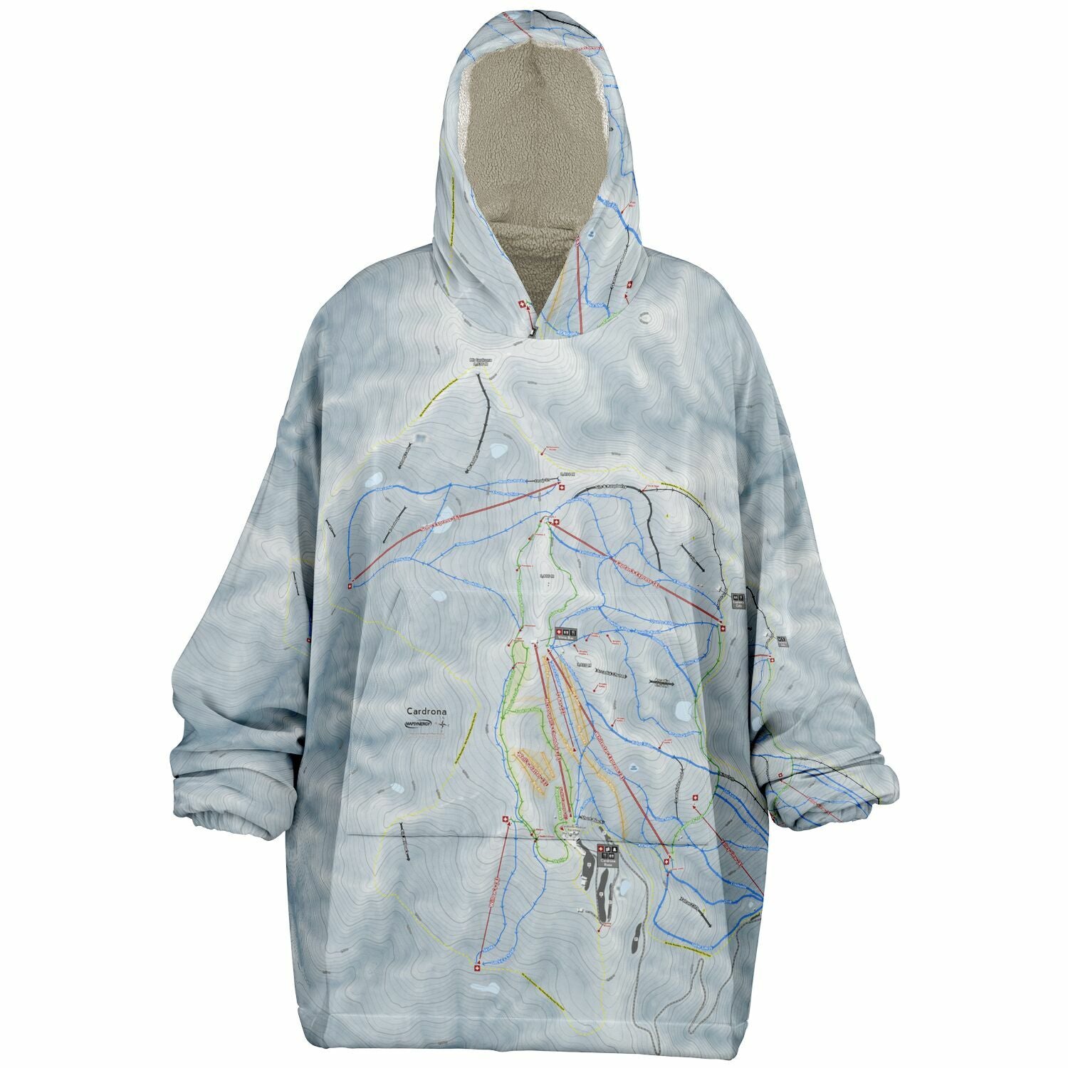Cardrona, New Zealand Ski Trail Map - Snug Hoodie - Powderaddicts