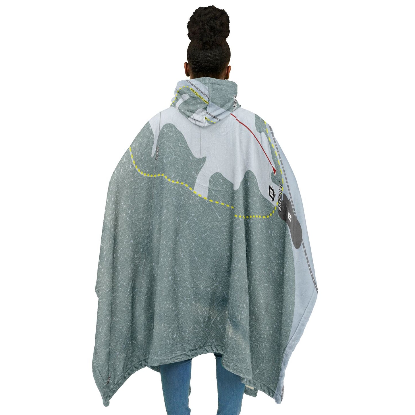 Dixie Summit, Oregon Ski Resort Map Flannel Blanket Poncho