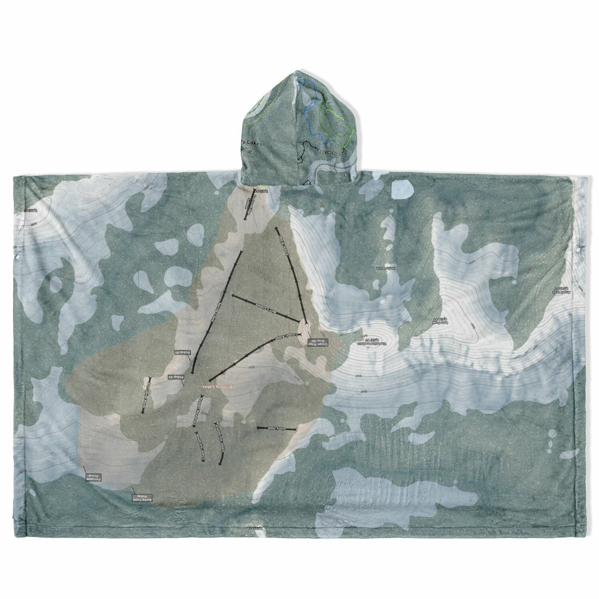 Anthony Lakes, Oregon Ski Resort Map Flannel Blanket Poncho