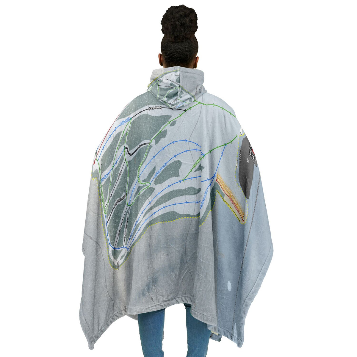 Hesperus, Colorado Ski Resort Map Flannel Blanket Poncho