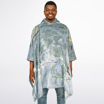 Mountain High, California Ski Resort Map Flannel Blanket Poncho