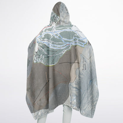 Brundage Mountain, Idaho Ski Resort Map Flannel Blanket Poncho