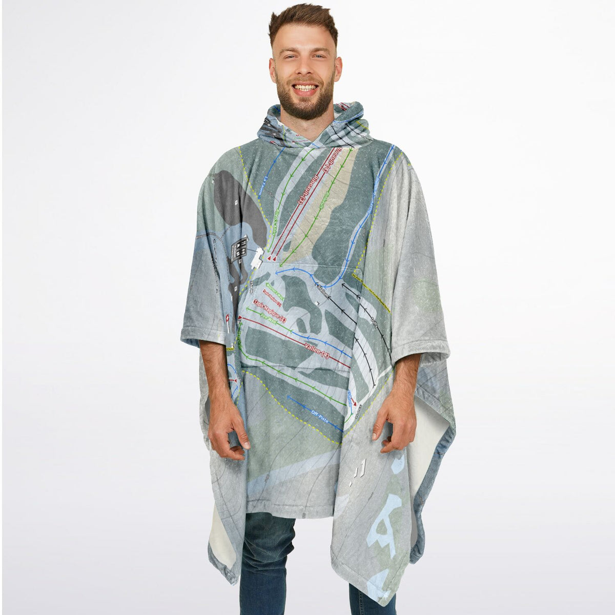 Camp Fortune, Quebec Ski Resort Map Flannel Blanket Poncho