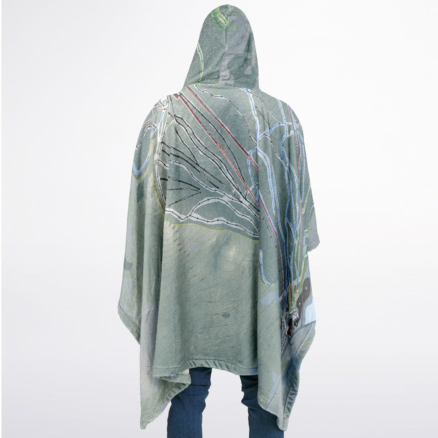 Mont Sainte-Anne, Quebec Ski Resort Map Flannel Blanket Poncho