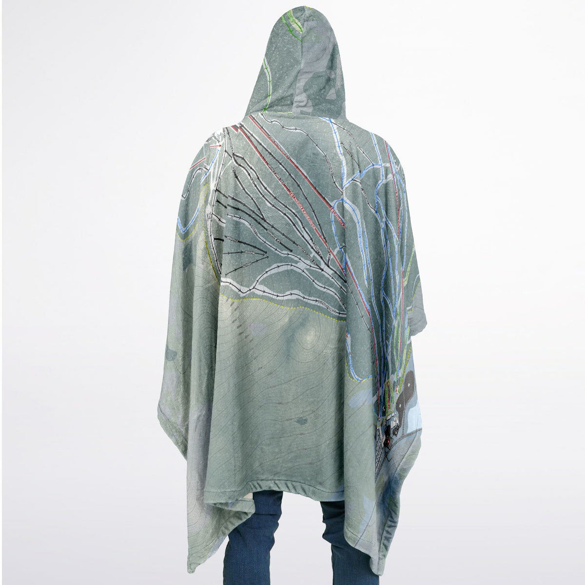 Mont Sainte-Anne, Quebec Ski Resort Map Flannel Blanket Poncho
