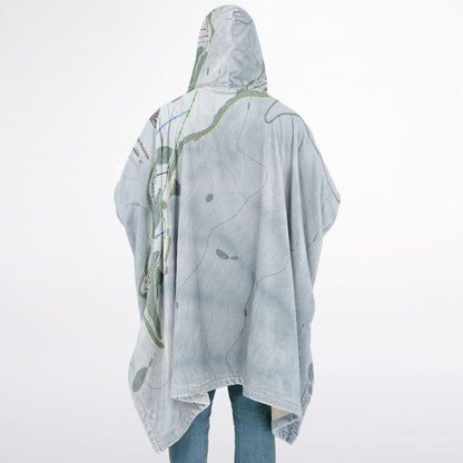 Bald Mountain, Idaho Ski Resort Map Flannel Blanket Poncho