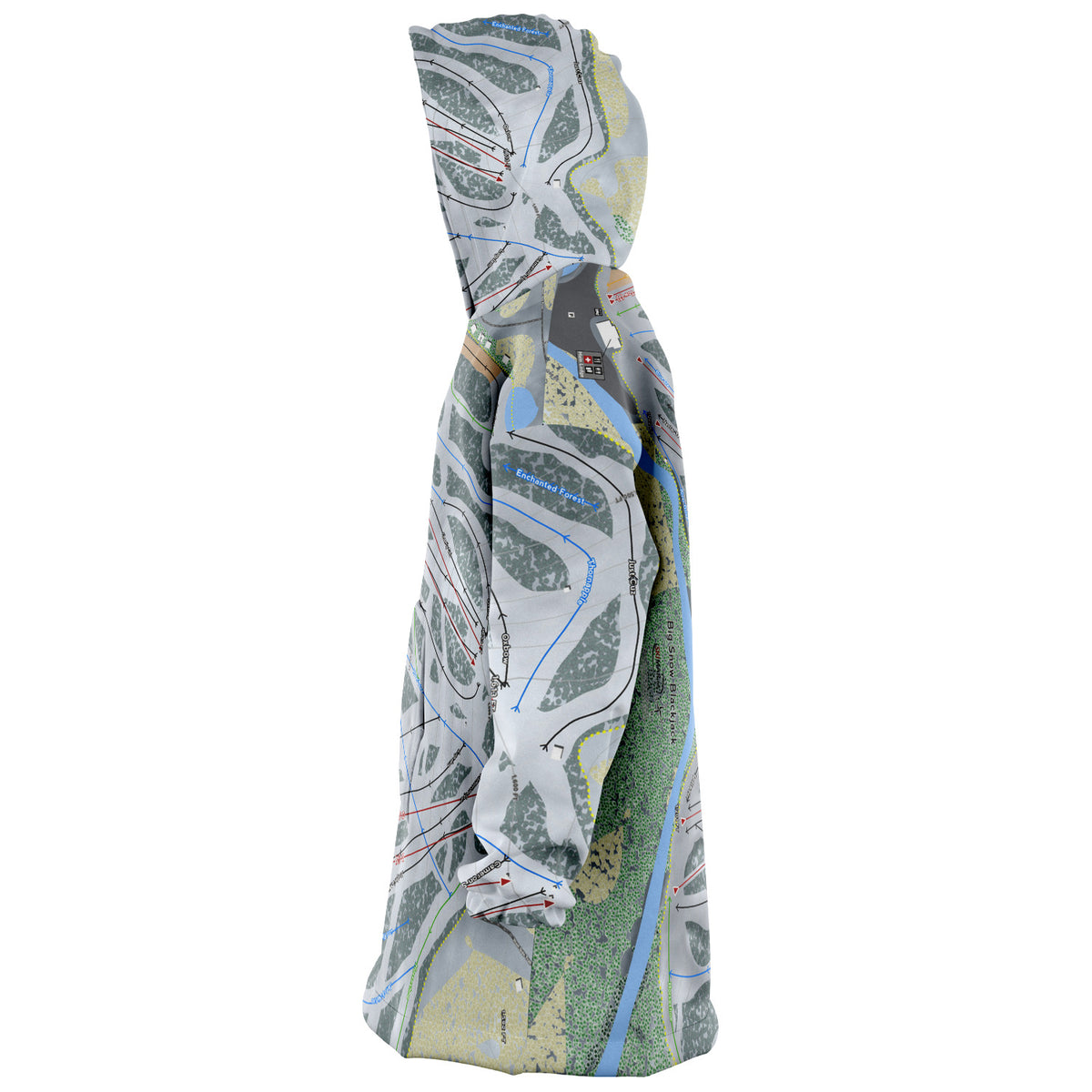 Big Snow BlackJack, Michigan Ski Trail Map Snug Hoodie
