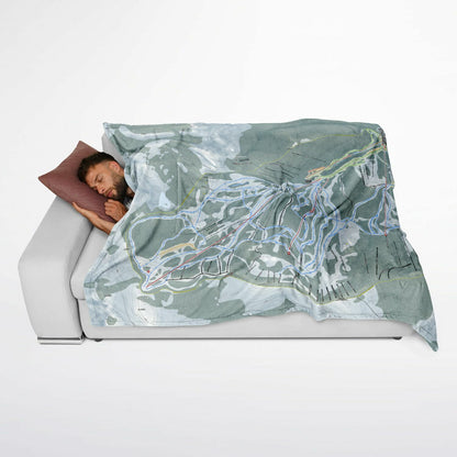 Mission Ridge, Washington Ski Resort Map Flannel Blanket Poncho