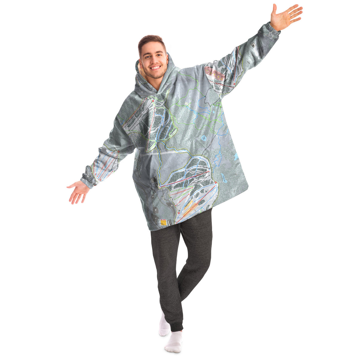 Summit At Snoqualmie, Washington Ski Trail Map - Snug Hoodie