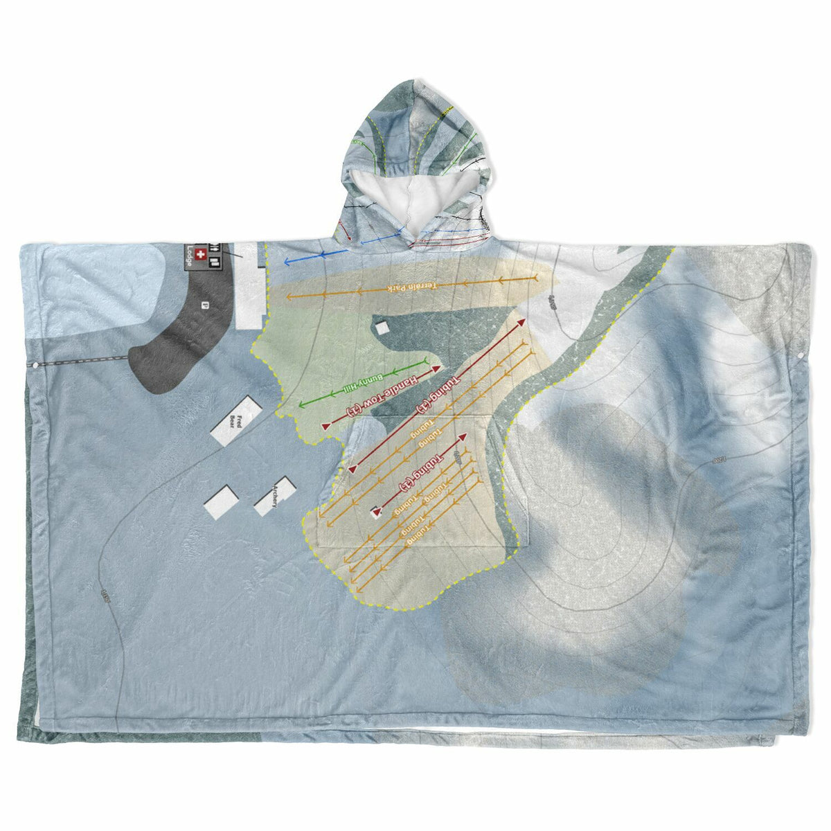 Hanson Hills, Michigan Ski Resort Map Flannel Blanket Poncho
