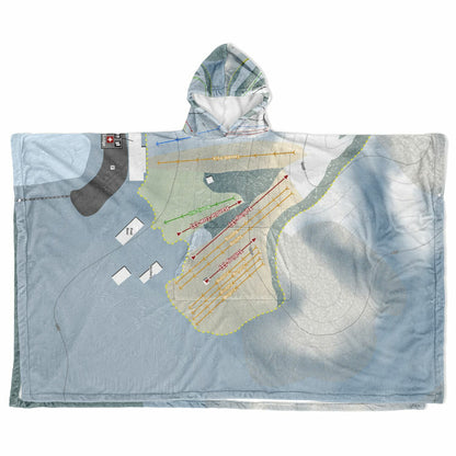 Hanson Hills, Michigan Ski Resort Map Flannel Blanket Poncho