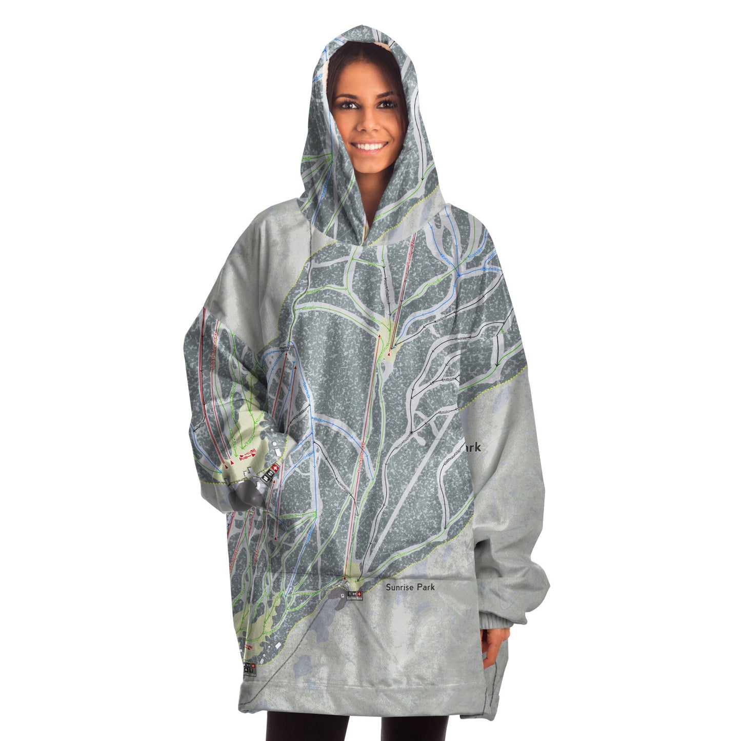 Sunrise Park, Arizona Ski Trail Map Snug Hoodie - Powderaddicts