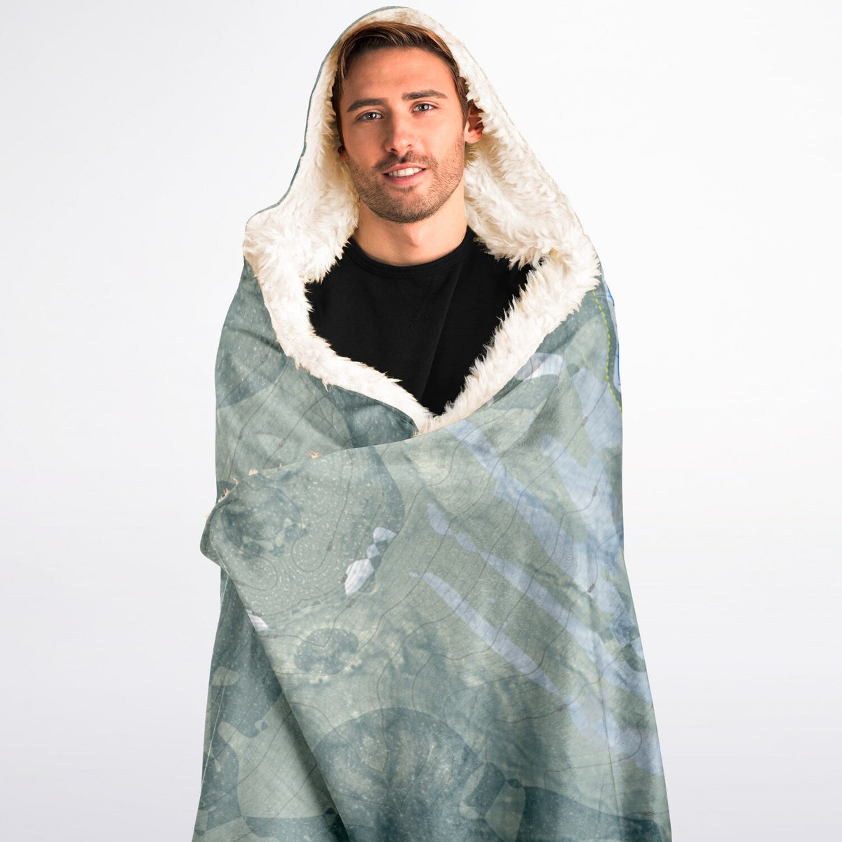 Ragged Mountain, New Hampshire Ski Trail Map - Adult Hooded Blanket