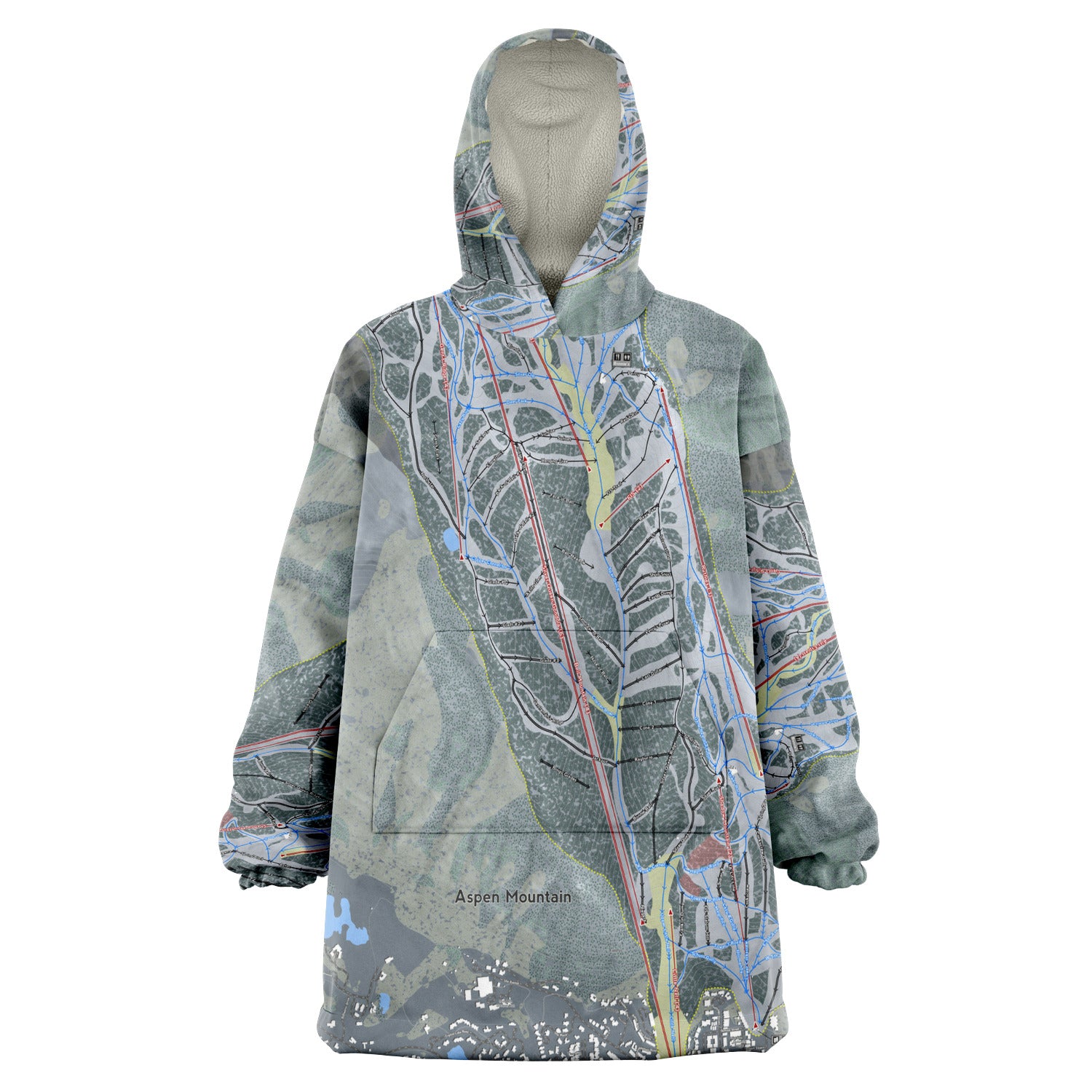 Aspen Mountain, Colorado Ski Trail Map - Snug Hoodie