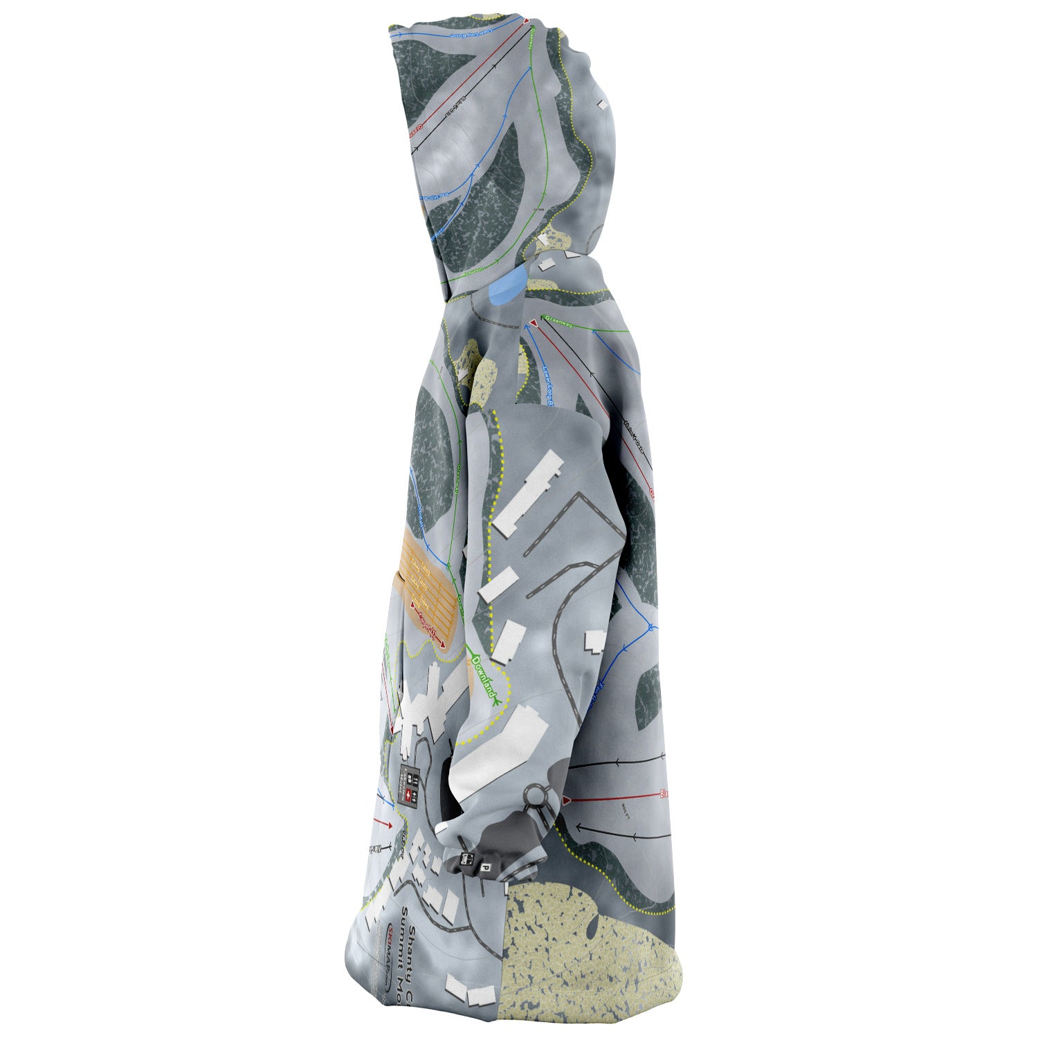 Shanty Creek Summit Mountain, Michigan Ski Trail Map Snug Hoodie - Powderaddicts