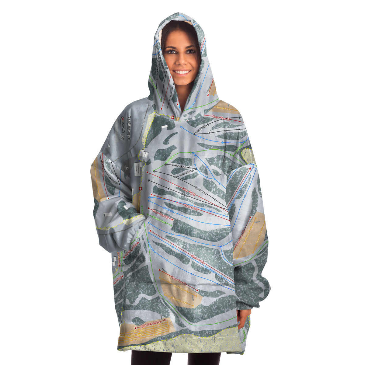 Trollhaugen, Wisconsin Ski Trail Map - Snug Hoodie