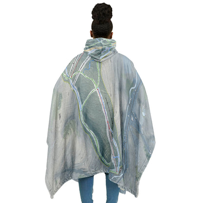 Greek Peak, New York Ski Resort Map Flannel Blanket Poncho