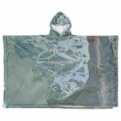 Fernie, British Columbia Ski Resort Map Flannel Blanket Poncho