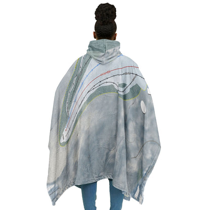 Mt Pisgah, New York Ski Resort Map Flannel Blanket Poncho