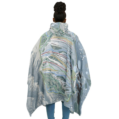 The Highlands, Michigan Ski Resort Map Flannel Blanket Poncho