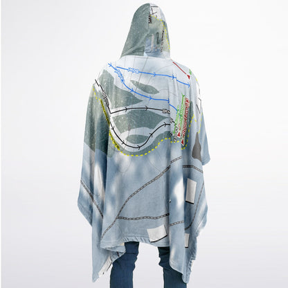 Pinnacle Ski Club, Maine Ski Resort Map Flannel Blanket Poncho