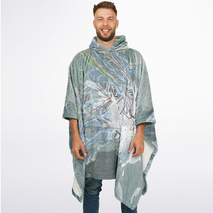 Big Sky, Montana Ski Resort Map Flannel Blanket Poncho