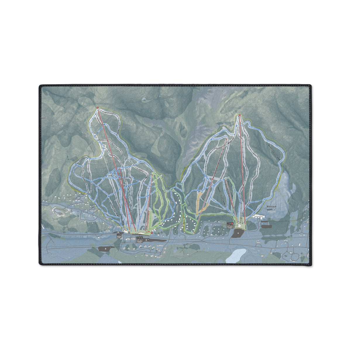Attitash Mountain, New Hampshire Ski Resort Map Heavy Duty Floor Mat