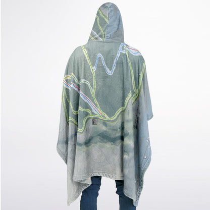 Bristol Mountain, New York Ski Resort Map Flannel Blanket Poncho