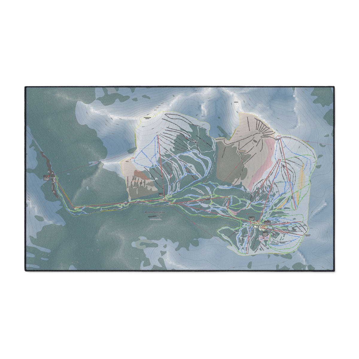 Banff Sunshine, Alberta Ski Resort Map Heavy Duty Floor Mat