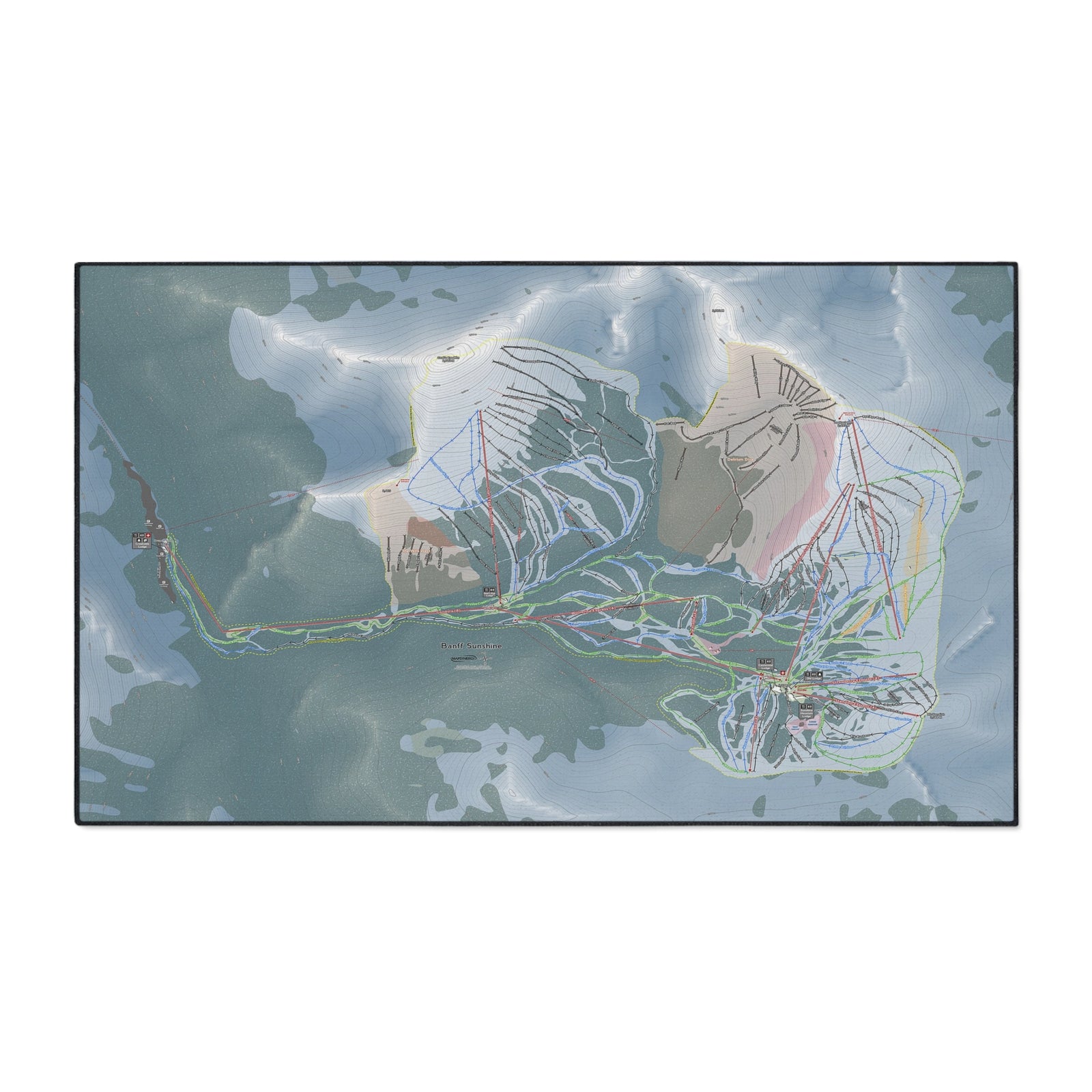 Banff Sunshine, Alberta Ski Resort Map Heavy Duty Floor Mat
