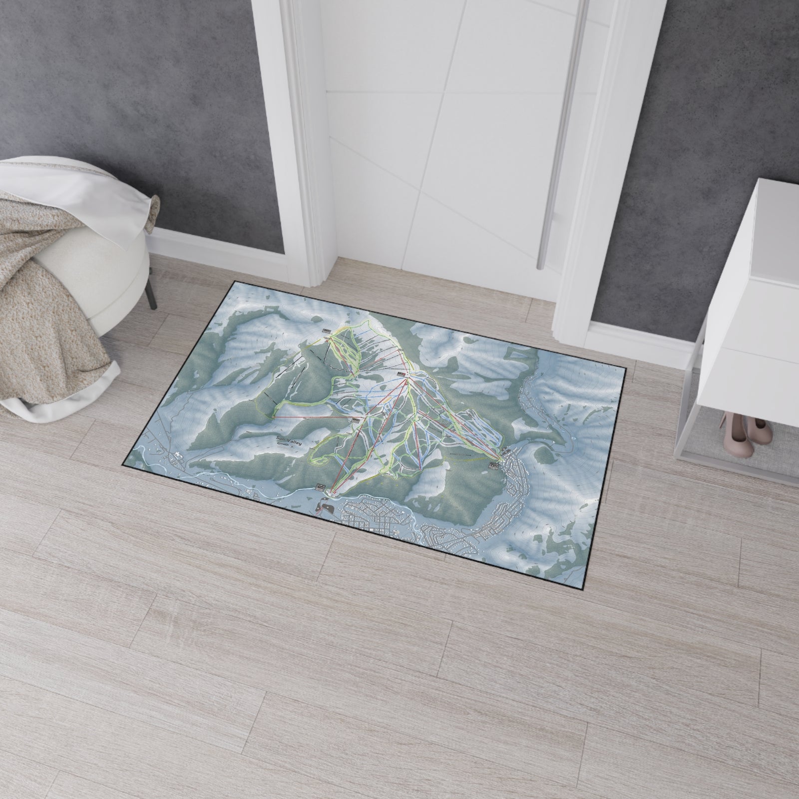 Sun Valley, Idaho Ski Resort Map Heavy Duty Floor Mat
