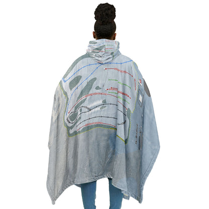 Ski Bradford, Massachusetts Ski Resort Map Flannel Blanket Poncho