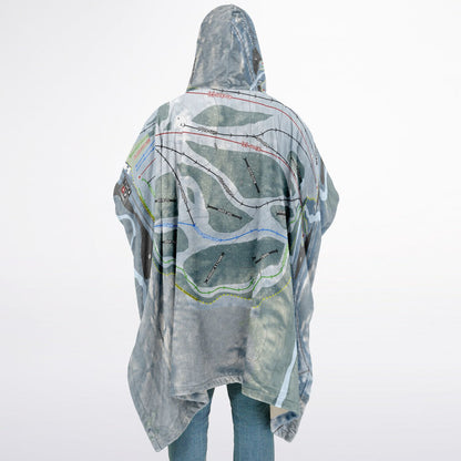 Mont Ripley, Michigan Ski Resort Map Flannel Blanket Poncho