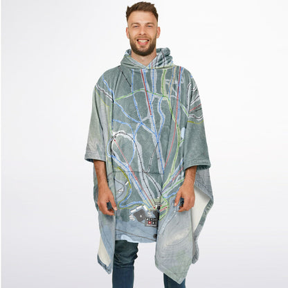 Pico Mountain, Vermont Ski Resort Map Flannel Blanket Poncho