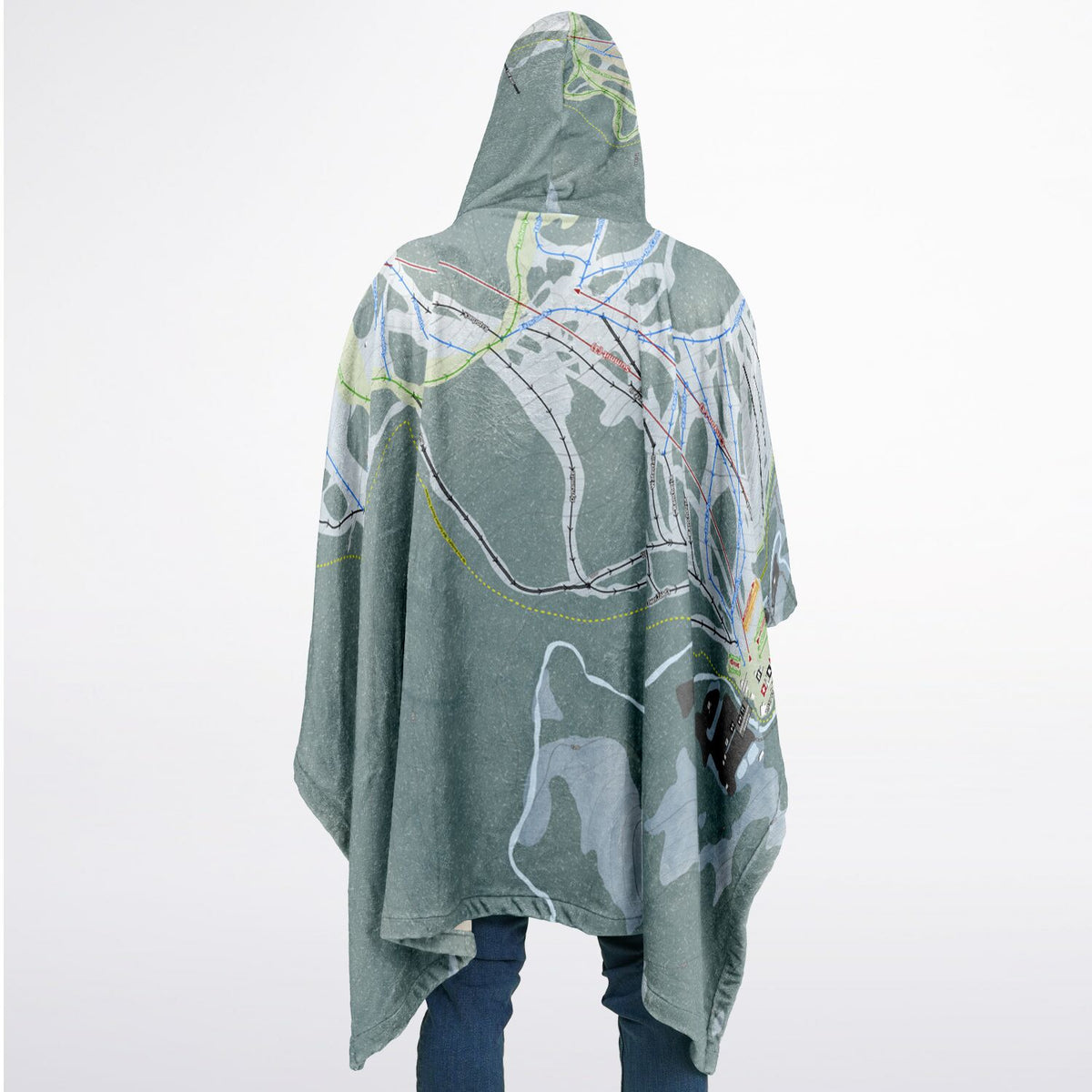 China Peak, California Ski Resort Map Flannel Blanket Poncho