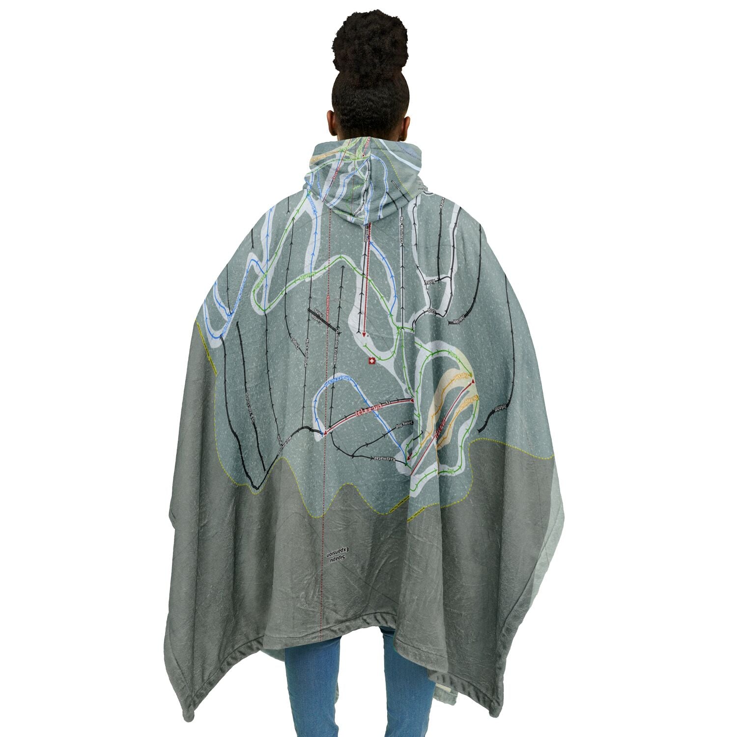 Sipapu, New Mexico Ski Resort Map Flannel Blanket Poncho