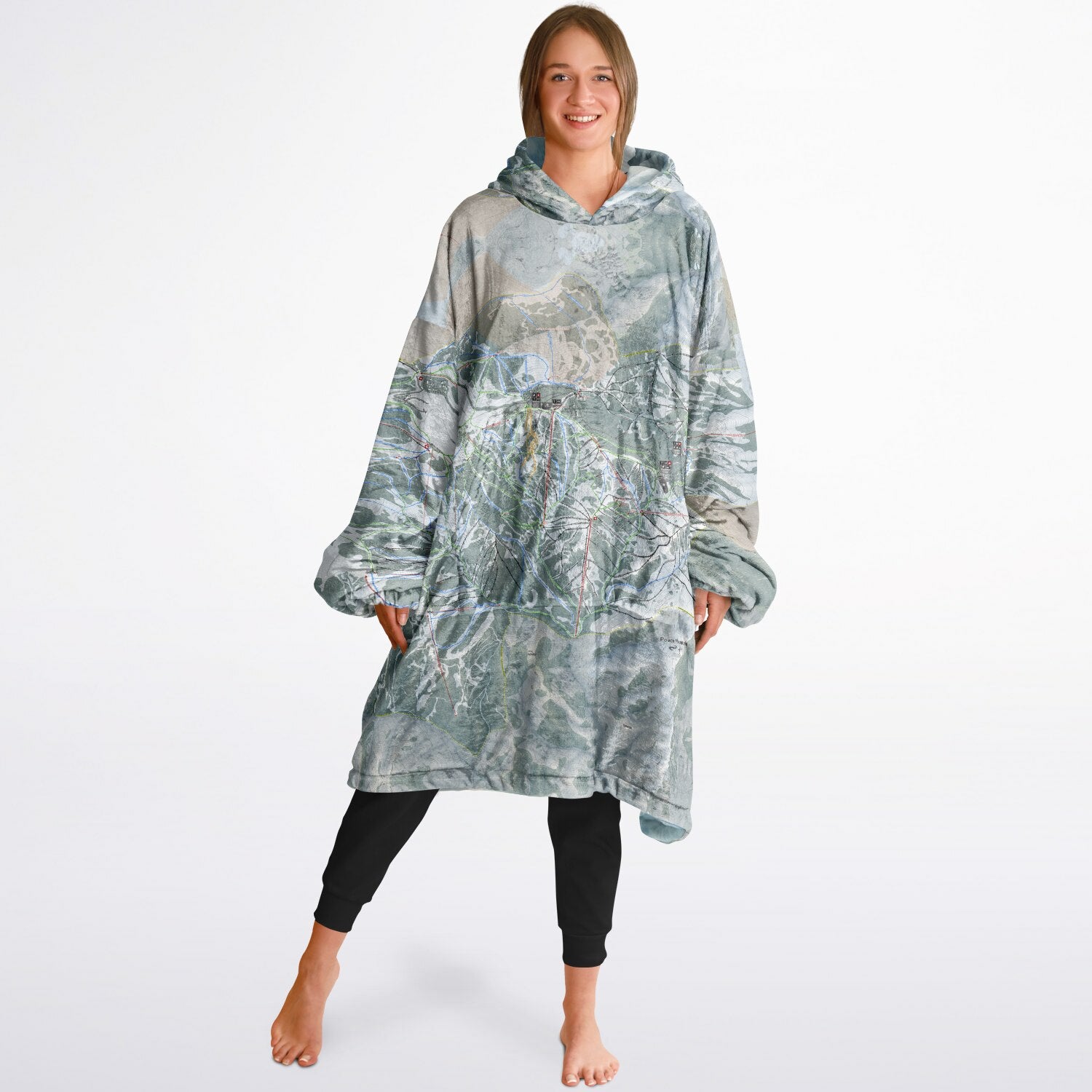 Powder Mountain, Utah Ski Resort Map Reversible Snug Hoodie