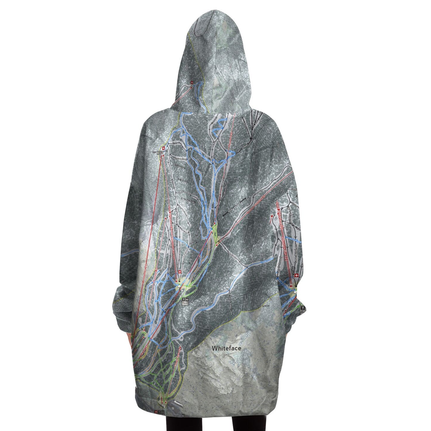 Whiteface, New York Ski Trail Map - Snug Hoodie