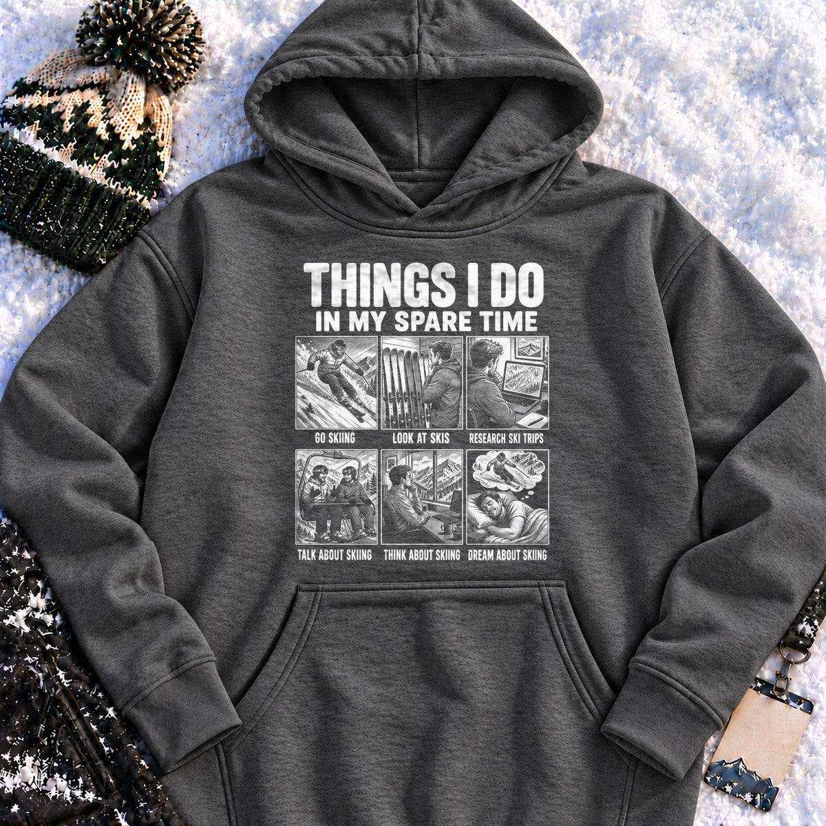 Spare Time Ski Comic - Hoodie (Charcoal Heather)