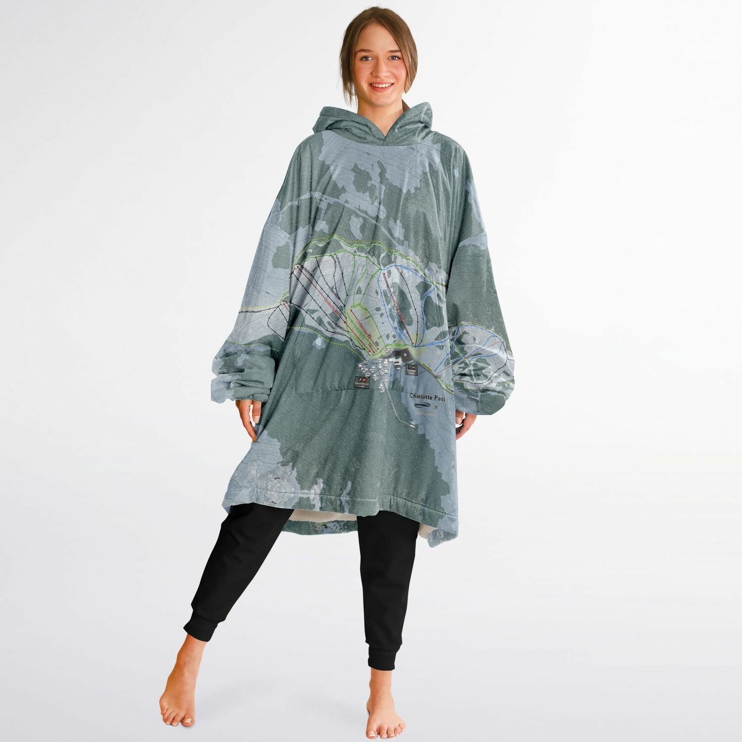 Charlotte Pass, Australia Ski Trail Map - Snug Hoodie - Powderaddicts