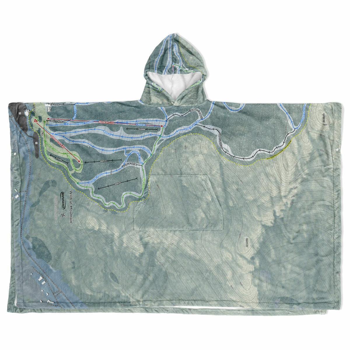 Wildcat Mountain, New Hampshire Ski Resort Map Flannel Blanket Poncho