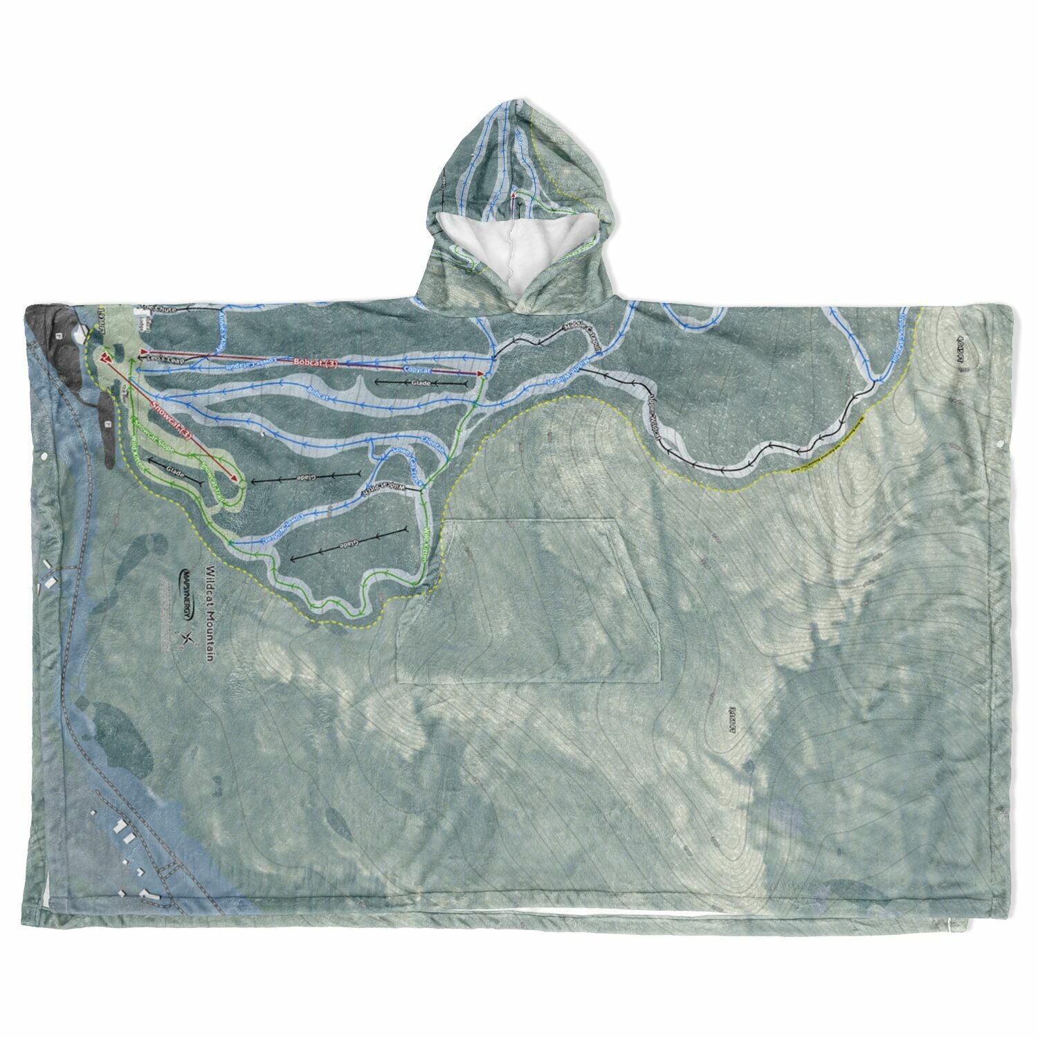 Wildcat Mountain, New Hampshire Ski Resort Map Flannel Blanket Poncho