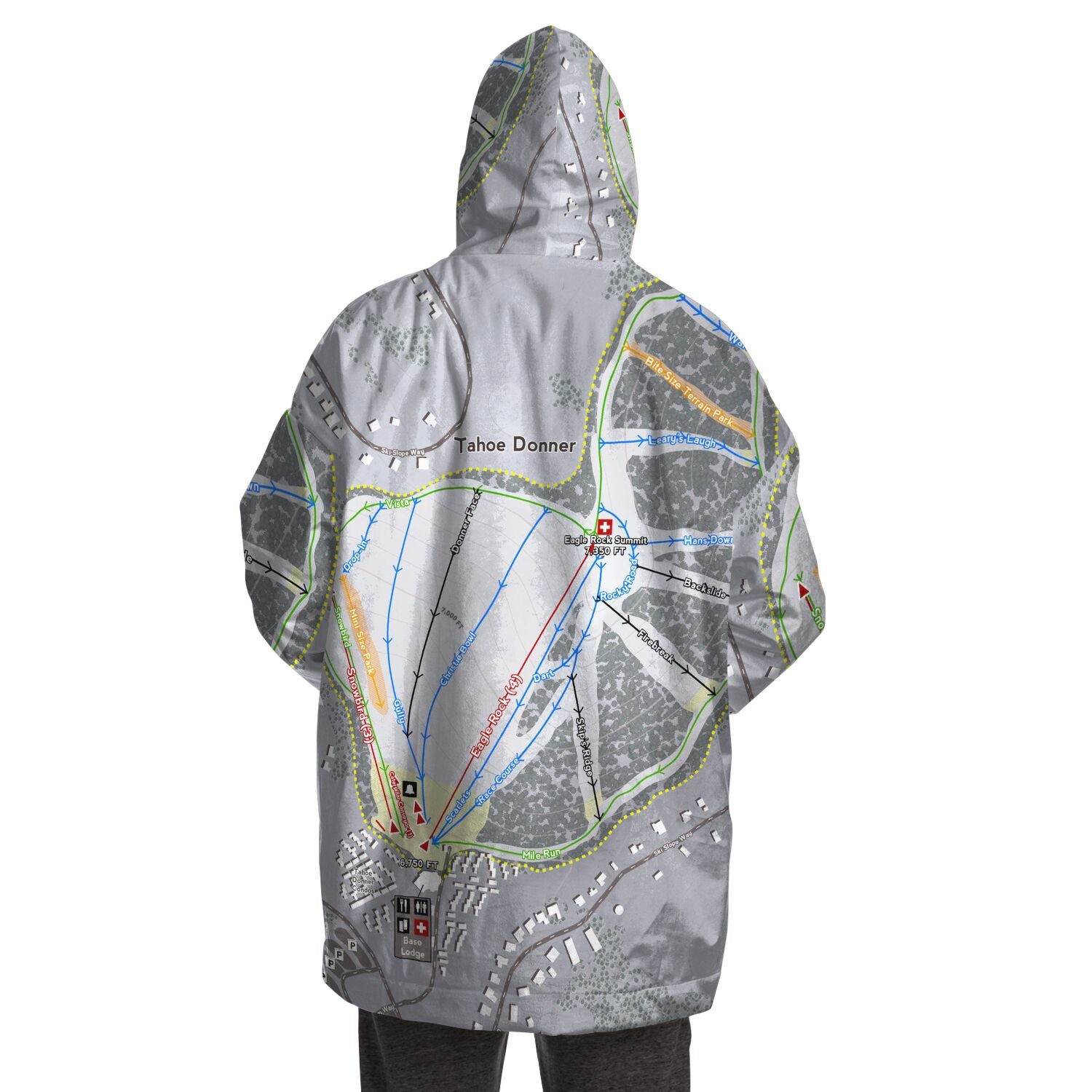 Tahoe Donner, California Ski Trail Map - Snug Hoodie - Powderaddicts