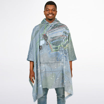 Titcomb Mountain, Maine Ski Resort Map Flannel Blanket Poncho